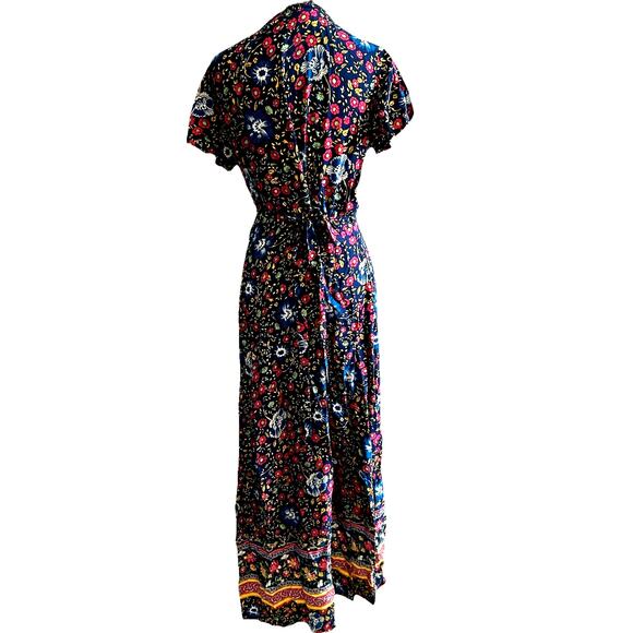 Y2K boho Maxi wrap Dress Floral indie festival Prairie Fairy Cottagecore s - Picture 5 of 16